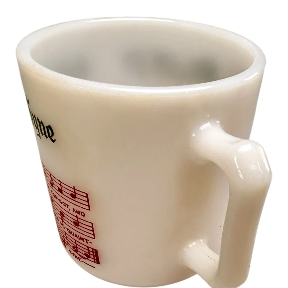 Hazel-Atlas Tom & Jerry “Auld Lang Syne” Milk Glass Mug Red Green Holiday 1950s - Picture 5 of 8